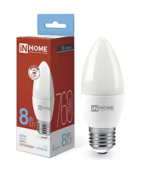 Лампа светодиодная LED-СВЕЧА-VC 8Вт 230В Е27 6500К 760Лм IN HOME