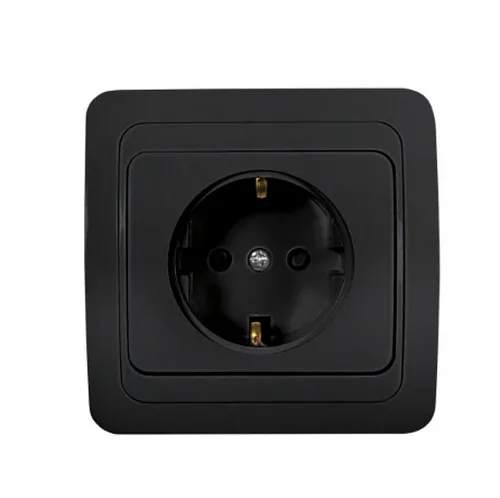 Розетка CLASSICO 1-ая черная с заземл. 2028B IN HOME
