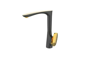 Смеситель для кухни I-TECH, VEGA 40, однорычажный, черный/золото, гайка