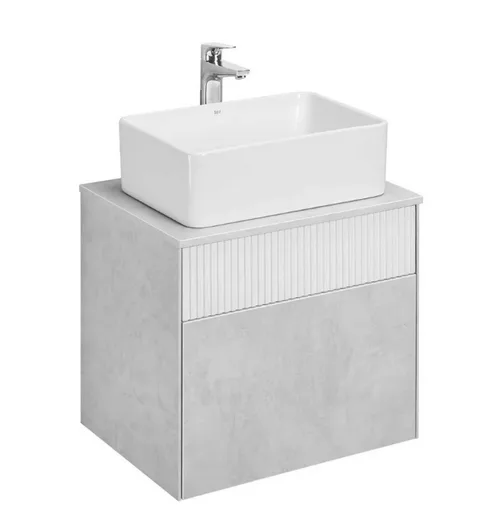 Тумба АКВАТОН Марбл Слэйт 60\ Белый матовый + Раковина АКВАТОН MILA наклад прямоугольная 350х500