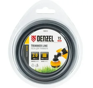 Леска триммерная DENZEL армированная алюминием 2,4х15м, квадрат