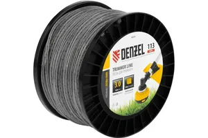 Леска триммерная двухкомпонентная Denzel 3,0х113 м, 1м, зубчатый квадрат (бухта 113 м.)