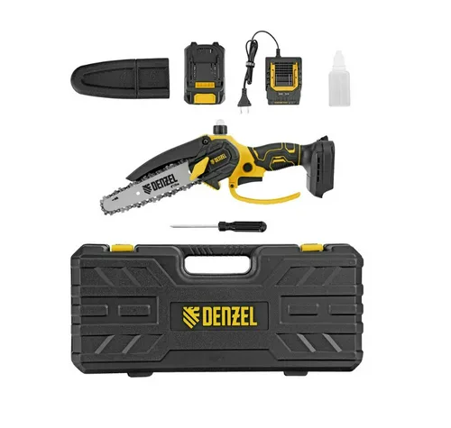 Пила аккум цепная  DENZEL CCS-150, 6" (15 см), с 1 АКБ (20 В; 2 А*ч) и ЗУ