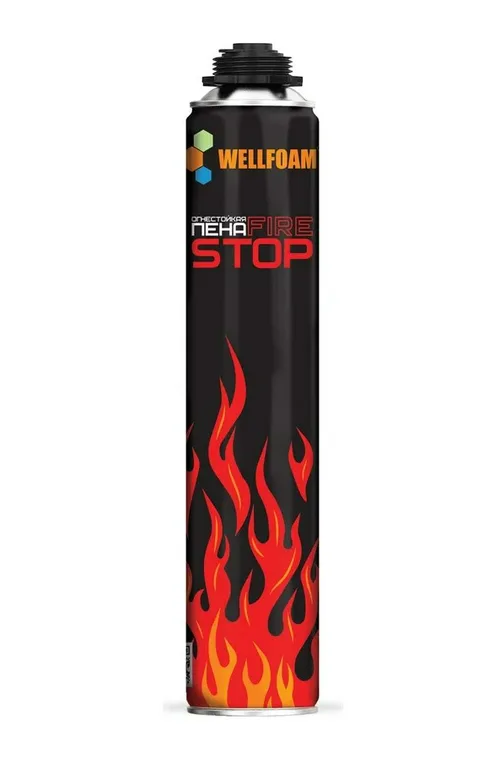Пена монтажная профессиональная WELLFOAM FIRESTOP огнестойкая, 1000мл