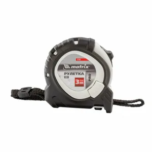 Рулетка Matrix PRO Neon, 3 м x 16 мм, обрезиненный корпус, 3 фиксации