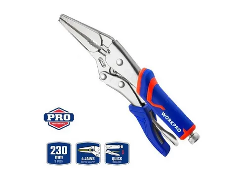 Клещи WORKPRO зажимные 230мм с удлиненными прямыми губками CR-V