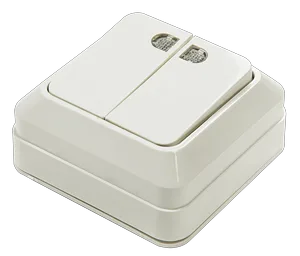 Выключатель BOLLETO 2 кл. с подсветкой накладной белый 7123 IN HOME