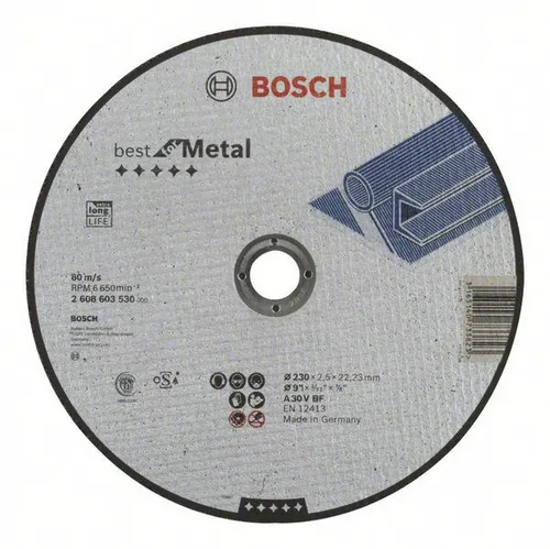 Диск отрезной по металлу BOSCH, 230x2,5мм прямой