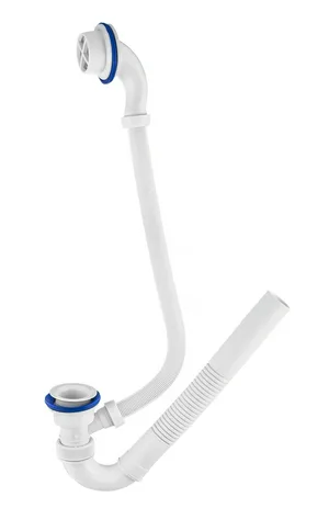 Сифон для ванн с пласт чашками поворотный (белый)