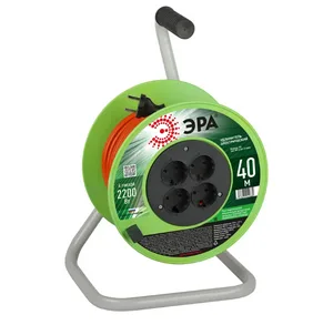 Удлинитель ЭРА силовой RPx-4s-2x1.0-40m на пластик. катушке б/з 4 гн 40м ПВС 2х1