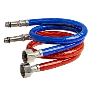 Комплект подводок для смес I-TECH (2 шт) 1/2"хМ10 (18/35 мм), 60 см, сталь+ПВХ красная/синяя