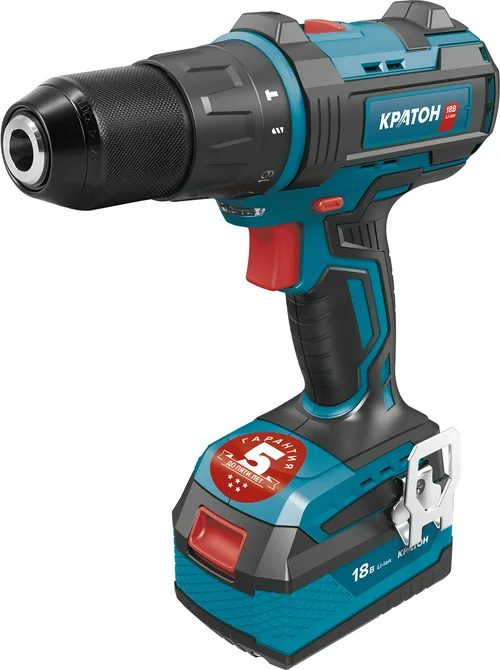 Дрель-шуруповерт ударная аккумуляторная бесщеточная КРАТОН OFA BICD18 (АКБ 2,0А·ч; ЗУ + кейс)