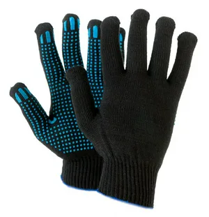 Перчатки рабочие х/б с ПВХ, 10 класс, 4 нити, черные