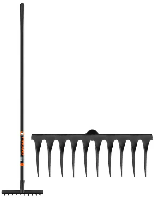 Грабли прямые ЦИ FINLAND с черенком, 10 зубьев