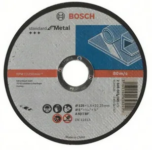 Диск отрезной по металлу BOSCH STANDART, 125x1,6мм прямой