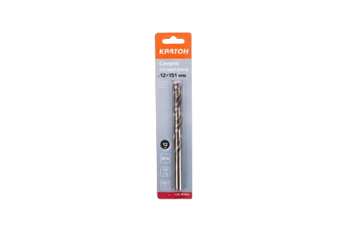 Сверло по металлу Кратон легированное кобальтом Р6М5К5 Ø12 х 151 мм