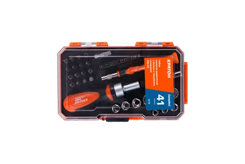 Набор отверток-держателей с битами и торцевыми головками Кратон Complect SSK-03, 41 пр. в кейсе