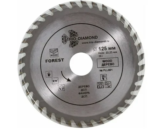 Диск пильный по дереву TRIO-DIAMOND серия Forest 125*22,23*36Т