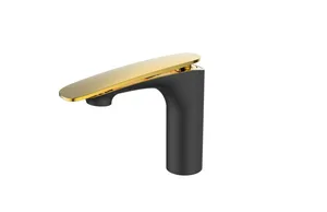Смеситель для умывальника I-TECH, VEGA 10, однорычажный, черный/золото, шпилька