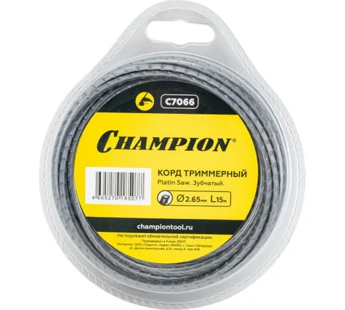 Леска триммерная CHAMPION Platin Saw 2.65мм х 15м (зубчатый)