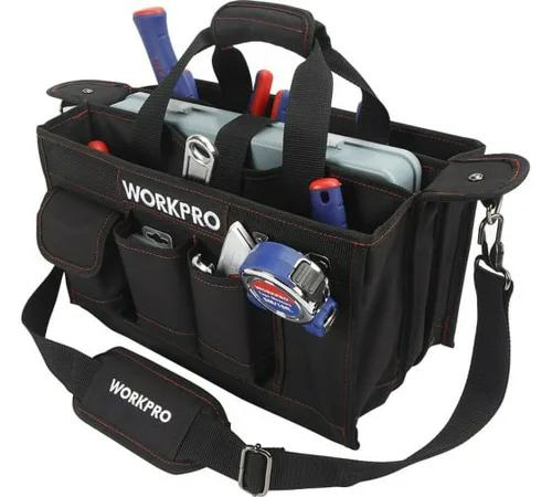 Сумка WORKPRO для инструментов с ремнем, с откр. верхним клапаном, 390мм