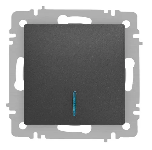 Выключатель ЭРА Intro Accent 6-102-07, 1 кл, с подсветкой, механизм, графит