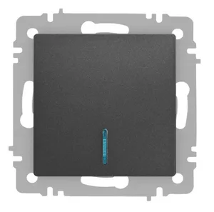 Выключатель ЭРА Intro Accent 6-102-07, 1 кл, с подсветкой, механизм, графит