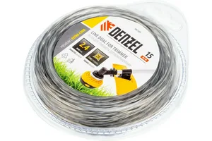 Леска триммерная двухкомпонентная Extra cord DENZEL 2,4х15м, витой квадрат