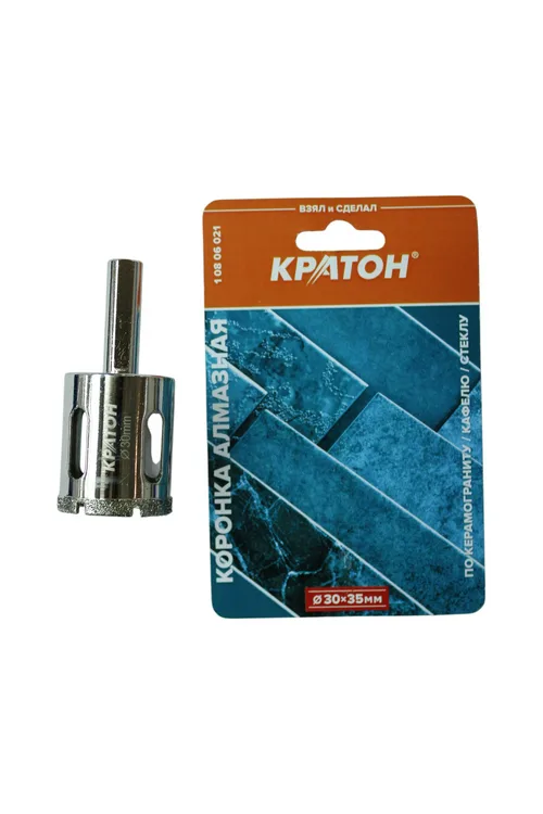 Коронка алмазная по керамограниту (в сборе) Кратон Ø30х35 мм