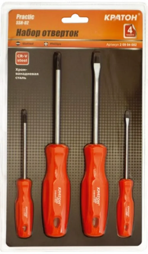 Набор отверток с пластиковыми рукоятками Кратон Practic SSH-02, 4 пр.