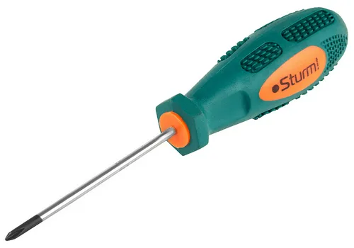Отвертка Sturm, крестовая, магнитный наконечник, эргономич. ручка, PH0x75мм