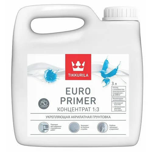 Грунт TIKKURILA EURO PRIMER, 3л