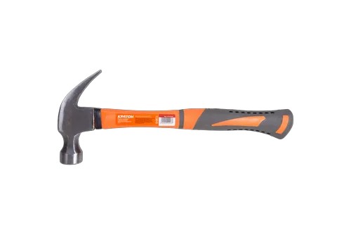 Молоток-гвоздодер с фиберглассовой обрезиненной рукояткой Кратон 0,45 кг