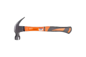 Молоток-гвоздодер с фиберглассовой обрезиненной рукояткой Кратон 0,45 кг