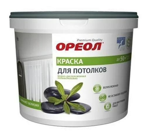 Краска ВД Ореол, белоснеж, для потолков,1,5кг