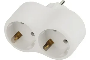 Тройник ЭРА SPx-2e-W, 2 гнезда, с заземлением, 16А, белый