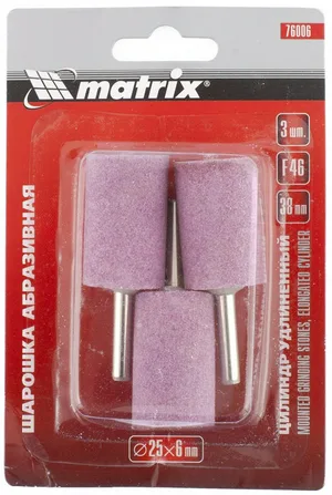 Шарошка абразивная MATRIX, цилиндр удлин., 25x38x6, F46, 3шт