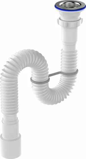 Гофросифон Aquant 1 1/2"х40/50 удлиненный с метал. решеткой (min 335мм - max 1275мм)