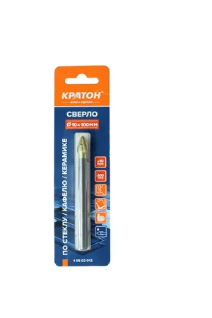 Сверло по стеклу и кафелю Кратон, 4-х резцовый, d10 х 100 мм
