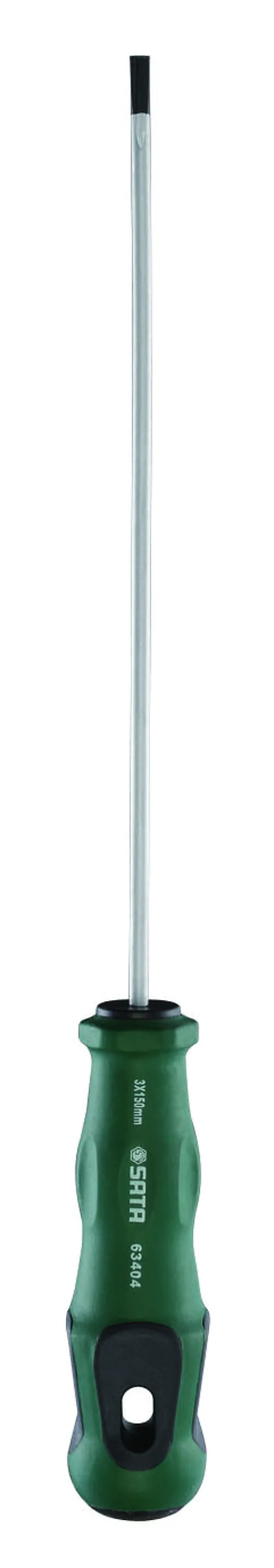 Отвертка Sata с обрезиненной ручкой шлицевая SL-5х150мм, S63409