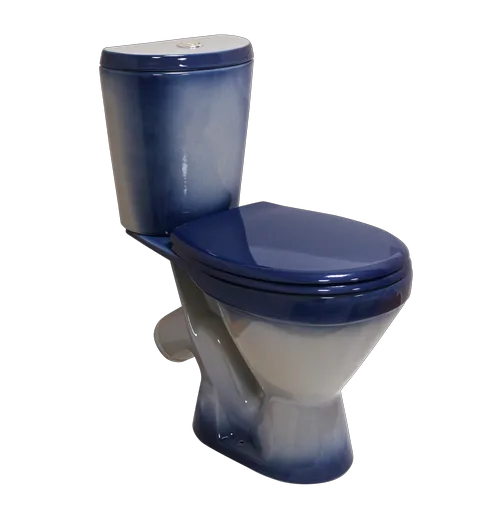Унитаз-компакт ROSA ЭЛЕГАНТ синий декор, косой выпуск, нижн. подвод, 1 реж. арматура,  615*350*765мм 