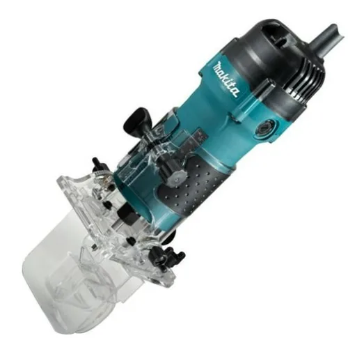 Фрезер MAKITA 3712 кромочный, 530Вт, 32 000об\м,цанга-6мм,1.7кг,кор,поворотная направляющая 0-45град,глубина 42 мм,антирестарт, плавный пуск.