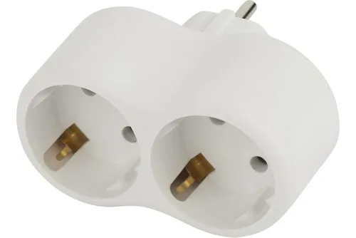 Тройник ЭРА SPx-2e-W, 2 гнезда, с заземлением, 16А, белый