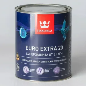 Краска ВД TIKKURILA ЕВРО-20 Extra,моющаяся,для влажных помещений,полуматовая 0.9л
