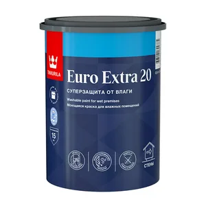 Краска ВД TIKKURILA ЕВРО-20 Extra, латекс, база С под колеровку, 0.9л