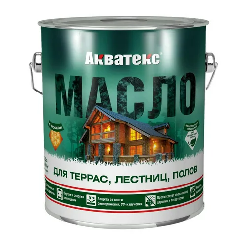 Масло деревозащитное для террас, лестниц, полов Акватекс б/ц 0.75л