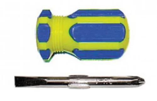 Отвертка FIT Профи, коротыш, переставное жало, CrV, син-желт ручка, 6х32мм