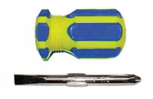 Отвертка FIT Профи, коротыш, переставное жало, CrV, син-желт ручка, 6х32мм