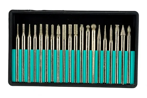 Набор шарошек FIT, усил сталь с алмаз напылением, 20 предметов