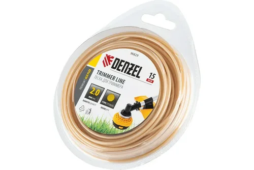 Леска триммерная DENZEL армированная алюминием 2,0х15м, круг